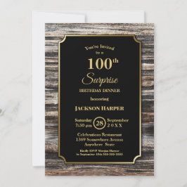 Convite Dourada Border Wood Surprise 100º Janto de anivers