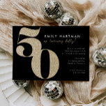 Convite Dourada branca moderna - Festa de aniversário 50<br><div class="desc">O moderno Convite de aniversário Dourado Glitter 50º apresenta um grande e moderno 50 em falso brilho dourado.</div>