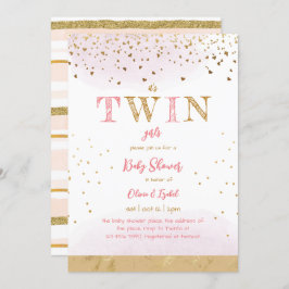 Convite Dourada brilhante Brilhante Simples Chá de Menina