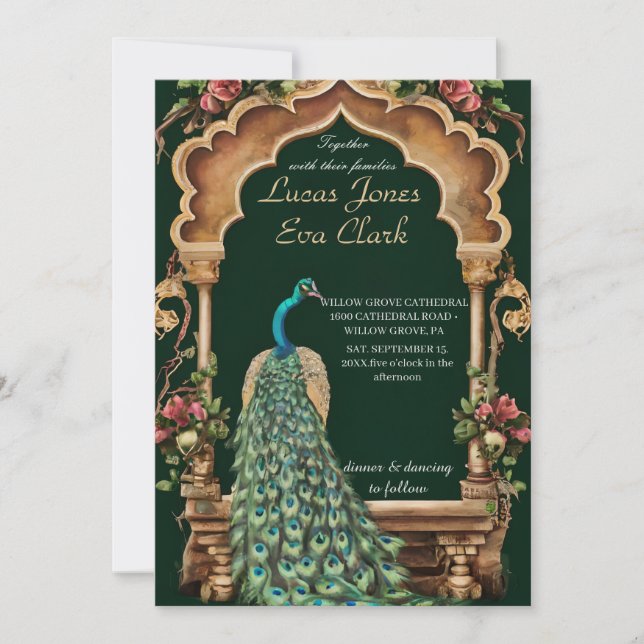 Convite Dourada Burgundy Mehendi Henna Indian Weding Convi (Frente)