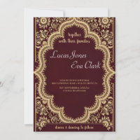 Dourada Burgundy Mehendi Henna Indian Weding Convi