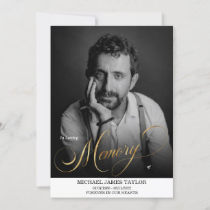 Convite Dourada Caligrafia Foto No Funeral Da Memória De A