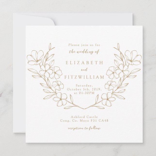 Convite Dourada cerâmica simples e elegante e sanfona de f (Frente)