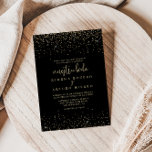 Convite Dourada Confetti Calliografia - Script Nuestra Bod<br><div class="desc">Este convite para a nuestra do roteiro de caligrafia de ouro é perfeito para um casamento rústico. O simples e elegante design apresenta um espumante confete de ouro acoplado a uma tipografia de na moda.</div>
