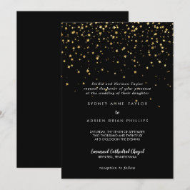Convite Dourada Confetti | Casamento Tradicional Negro