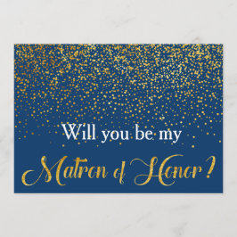 Convite Dourada Confetti Marinho será a minha mãe de honra