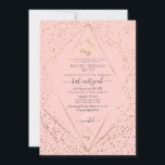 Convite Dourada cor-de-rosa Confetti Terrarium Bat Mitzvah<br><div class="desc">Este elegante e luxuoso convite do Bat Mitzvah é perfeito para um evento clássico e formal. Ele apresenta um confete brilho dourado cintilante impresso à volta e sobre uma borda geométrica fina de terrário dourado e fundo cor-de-rosa pincelado. É chico, glamouroso, moderno, simples e bonito; o melhor design para o...</div>