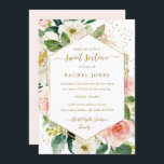 Convite Dourada Cor  Floral Moderna, Doce Dezesseis<br><div class="desc">Mais modernos convites florais dos Dezesseis na Loja Little Bayleigh!</div>