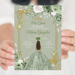 Convite Dourada Coroa Sage Green Mis Quince 15 Anos Dresse<br><div class="desc">Quinceañera Sage Green Crown Dirige Convite Mis Quince 15 Anos,  16º aniversário.</div>