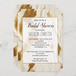 Convite Dourada Cowgirl Branca do Sudoeste do Cowhide