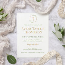 Dourada cruz aquarela, modelo de batismo