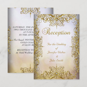 Convite Dourada de Casamento Elegante Elite Elegante com C