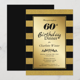 Convite Dourada e brilhante 60º Janto de Aniversário com d