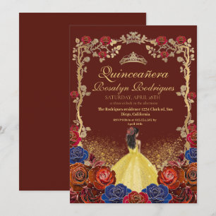 Convite Dourada e Red Burgundy Quinceanera Beauty e melhor