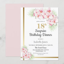 Dourada e rosa Surpresa Floral 18º Janto de Aniver