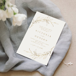 Convite Dourada e simples matança botânica casada russa