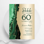 Convite Dourada Emerald Green Agate Surpresa 60º aniversár<br><div class="desc">Emerald Green e ouro agitam o 60º convite de aniversário. Elegante design moderno com aquarela agate marble geode background, faux glitter gold e typografia script font. Trendy convida o cartão perfeito para uma comemoração de dia das mulheres na moda. Impressos convites Zazzle ou modelo de impressão digital instantânea para download....</div>