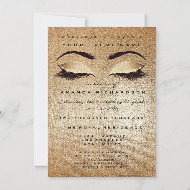 Convite Dourada Escamuflagem Olhos de Maquiagem Brilhante  (Frente)