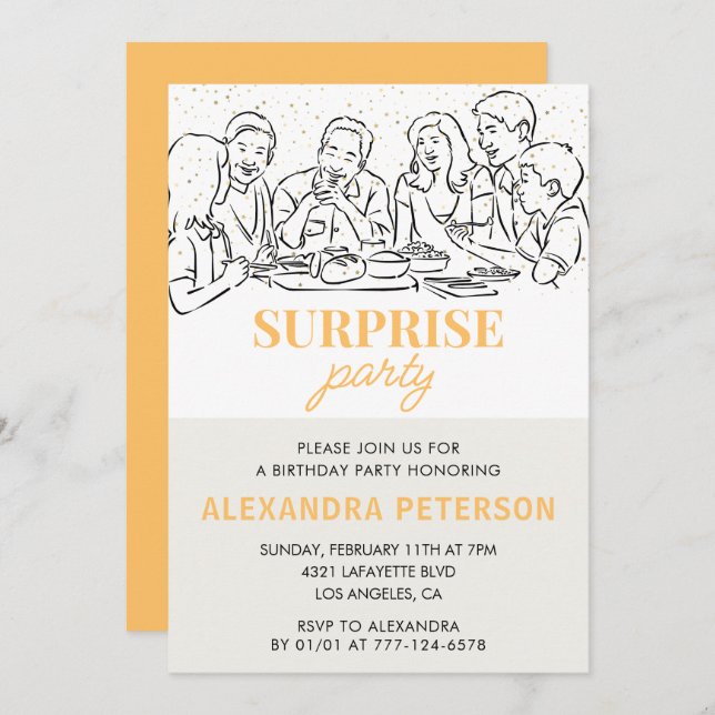 Convite Dourada Family Surprise party de 49 anos (Frente/Verso)