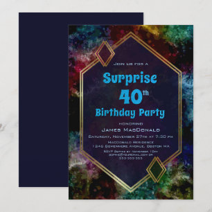 Convite Dourada Festa de aniversário de 40 anos de Surpres