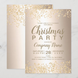 Convite Dourada festa de Natal corporativo metálico