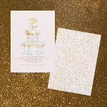 Convite Dourada Festa de noivado de Blush de Texto em Torr<br><div class="desc">Torre de champanhe. Dourado texto. Convite. Lave o fundo.</div>