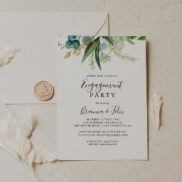 Convite Dourada Festa de noivado verde tropical tropical