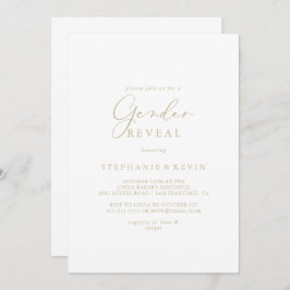 Convite Dourada Festa de Revelação de Gênero da Caligrafia