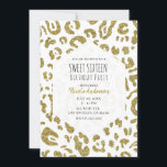 Convite Dourada festa Glitter White Cheetah Leopard Sweet<br><div class="desc">personalizar para o seu evento</div>