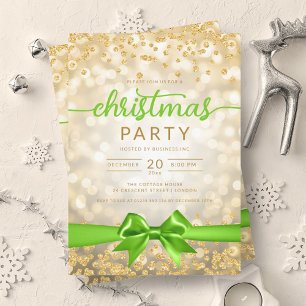Convite Dourada Fita de Glam da Empresa Xmas Green