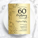 Convite Dourada Floral 60ª Festa de aniversário<br><div class="desc">Dourado Floral 60º Convite de aniversário. Design minimalista moderno com desenhos botânicos em destaque e letra de script de tipografia. Simples trendy convida cartão perfeito para uma festa de na moda. Pode ser personalizado para qualquer idade. Impressos convites Zazzle ou modelo de impressão digital instantânea para download.</div>