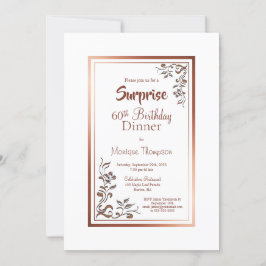 Convite Dourada Floral Border Surprise 60º Janto de Aniver