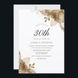 Convite Dourada Floral Womans Mens aniversário de 30 anos<br><div class="desc">Dourada Floral Womans Mens aniversário de 30 anos do Partido Convide o Elegante Design Dourado Floral. Variações para o convite e itens correspondentes na nossa loja</div>