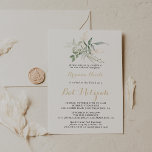 Convite Dourada Foliagem Verde Calliografia Bat Mitzvah<br><div class="desc">Este convite de morcego mitzvah de folhagem verde-dourada é perfeito para um morcego mitzvah rústico. Este design artístico apresenta a aquarela desenhada à mão,  ouro e folhagem verde,  inspirando beleza natural.</div>