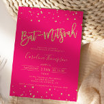 Convite Dourada foto de Bat Mitzvah, cor-de-rosa, do confe<br><div class="desc">Um moderno,  chic e elegante convite de festas amarelo de ouro ombre Bat Mitzvah brilha com uma tipografia moderna de 16 com brilho amarelo de ouro num fundo cor-de-rosa claro néon e confete. Adicione sua foto atrás ou deixe um fundo rosa.</div>