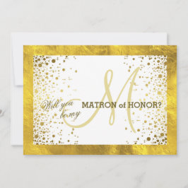 Convite Dourada Frame Confetti Você Será Minha Matriz de H