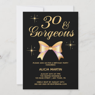 Convite Dourada Garota 30 e aniversário de 30 anos Negra G