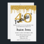 Convite Dourada Glitter 40 Quarenta e aniversário de 40 an<br><div class="desc">Este design foi criado através da arte digital. Pode ser personalizado na área fornecer ou personalizar escolhendo o clique para personalizar mais opções e alterando o nome, as iniciais ou as palavras. Você também pode alterar a cor e o estilo do texto ou excluir o texto de um design de...</div>