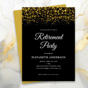 Convite Dourada Glitter Confetti Preto do Partido da Refor