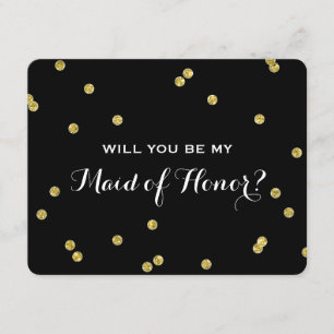 Convite Dourada Glitter Confetti Preto   Madrinha de casam