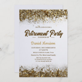 Convite Dourada Glitter Confetti Retirement Party 2024