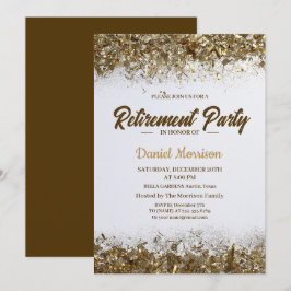 Convite Dourada Glitter Confetti Retirement Party 2024