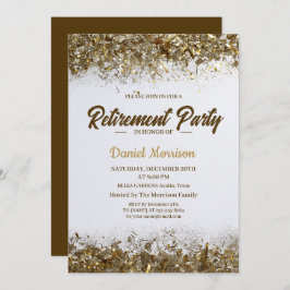 Convite Dourada Glitter Confetti Retirement Party 2024
