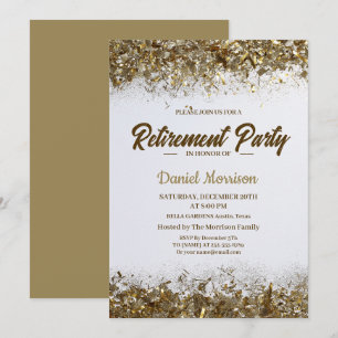 Convite Dourada Glitter Confetti Retirement Party 2024