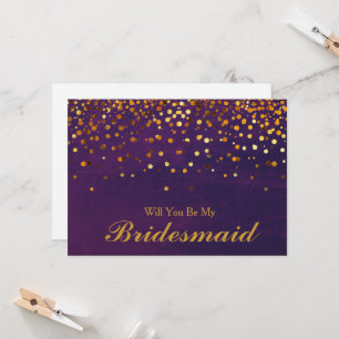 Convite Dourada Glitter Confetti será minha dama de Brides