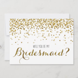 Convite Dourada Glitter Confetti será minha dama de Brides