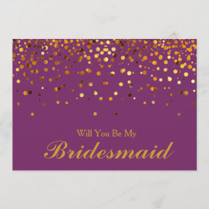 Convite Dourada Glitter Confetti será minha dama de Brides