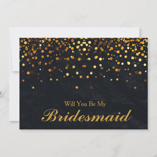 Convite Dourada Glitter Confetti será minha dama de Brides (Frente)