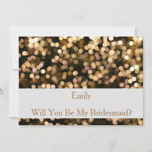 Convite Dourada Glitter Confetti será minha dama de Brides