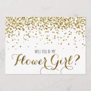 Convite Dourada Glitter Confetti será minha garota floreir